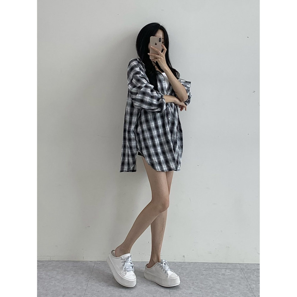 VENUSY｜ 韓國女裝｜開岔皺紋長襯衫 韓國襯衫-細節圖3