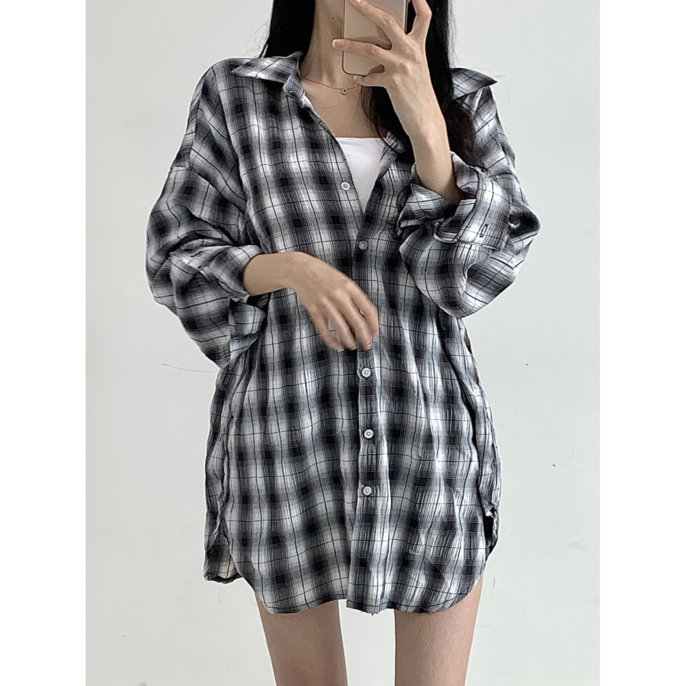 VENUSY｜ 韓國女裝｜開岔皺紋長襯衫 韓國襯衫-細節圖4