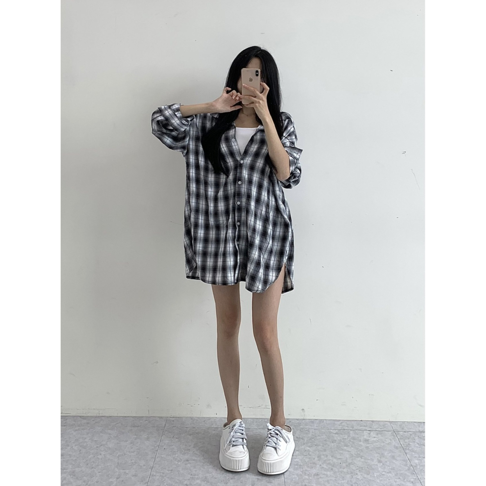 VENUSY｜ 韓國女裝｜開岔皺紋長襯衫 韓國襯衫-細節圖5