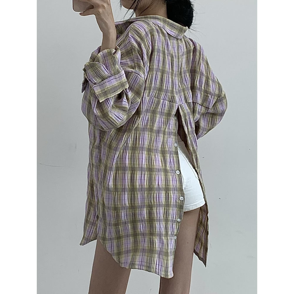 VENUSY｜ 韓國女裝｜開岔皺紋長襯衫 韓國襯衫-細節圖6