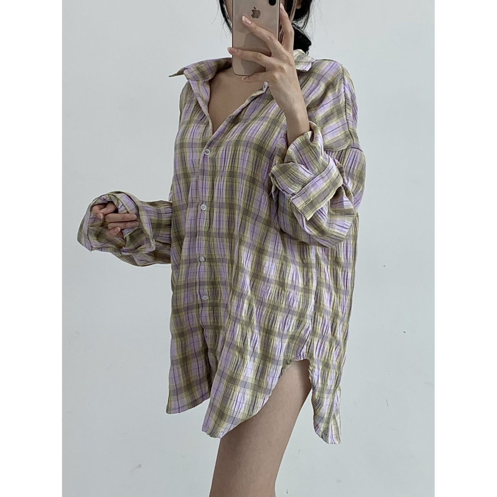 VENUSY｜ 韓國女裝｜開岔皺紋長襯衫 韓國襯衫-細節圖7