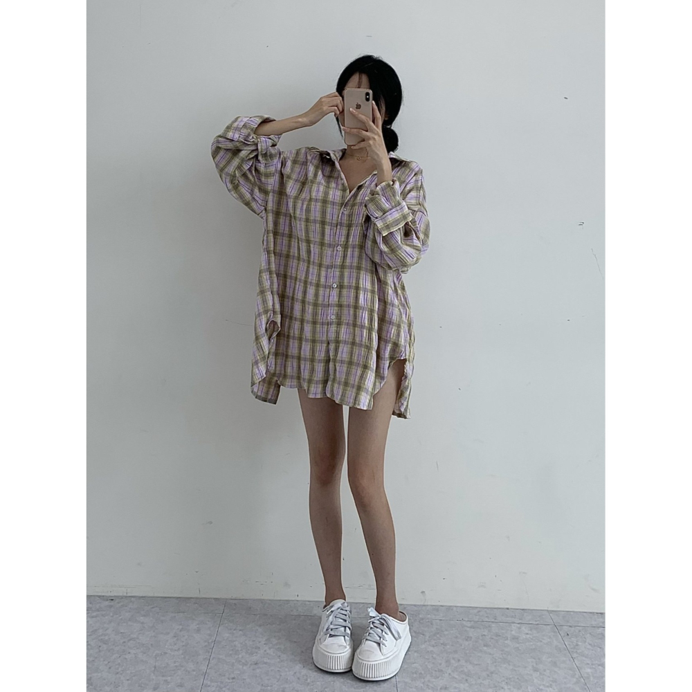VENUSY｜ 韓國女裝｜開岔皺紋長襯衫 韓國襯衫-細節圖9