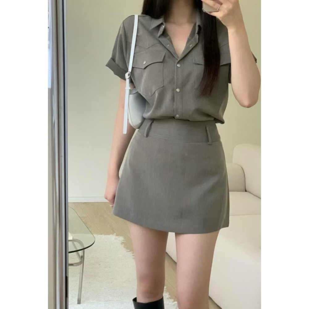 VENUSY｜ 韓國女裝｜顯瘦A字短裙 迷你裙-細節圖3