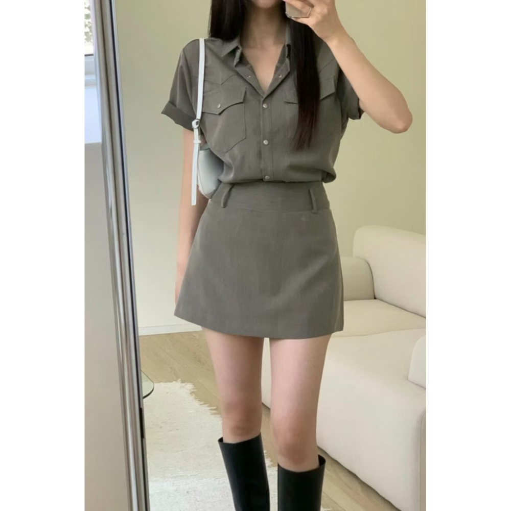 VENUSY｜ 韓國女裝｜顯瘦A字短裙 迷你裙-細節圖4