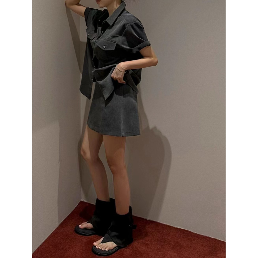 VENUSY｜ 韓國女裝｜顯瘦A字短裙 迷你裙-細節圖6