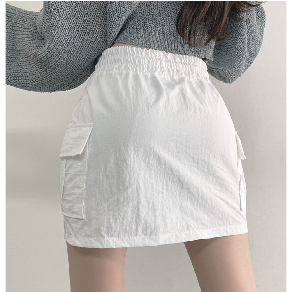VENUSY｜ 韓國女裝｜尼龍沙沙口袋短裙 有內襯-細節圖2