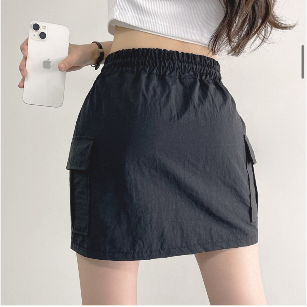 VENUSY｜ 韓國女裝｜尼龍沙沙口袋短裙 有內襯-細節圖6