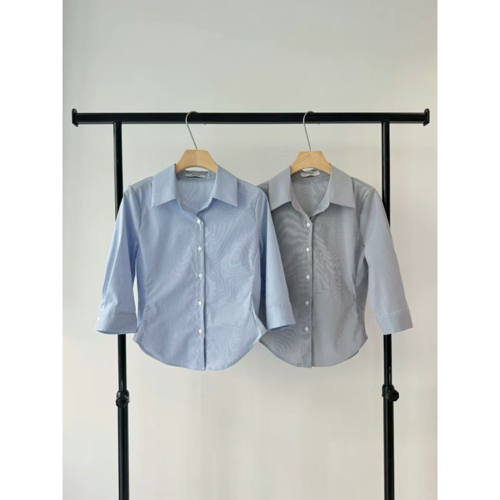 VENUSY｜ 韓國女裝｜長袖線條設計感襯衫 韓國襯衫 顯瘦襯衫 韓國襯衫-細節圖7