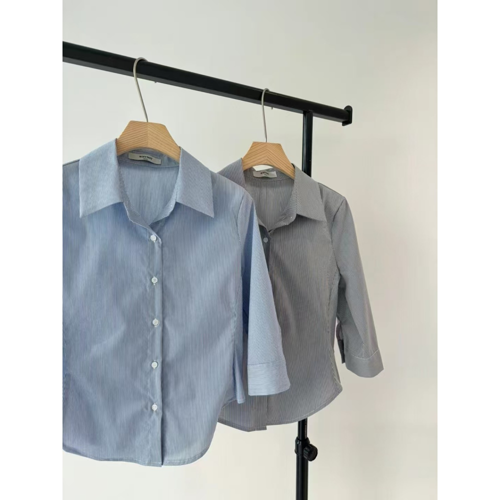 VENUSY｜ 韓國女裝｜長袖線條設計感襯衫 韓國襯衫 顯瘦襯衫 韓國襯衫-細節圖8