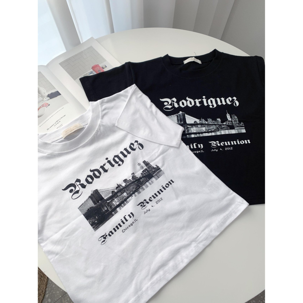 VENUSY｜ 韓國女裝｜芝加哥短版純棉T恤 韓國T恤 黑白-細節圖6