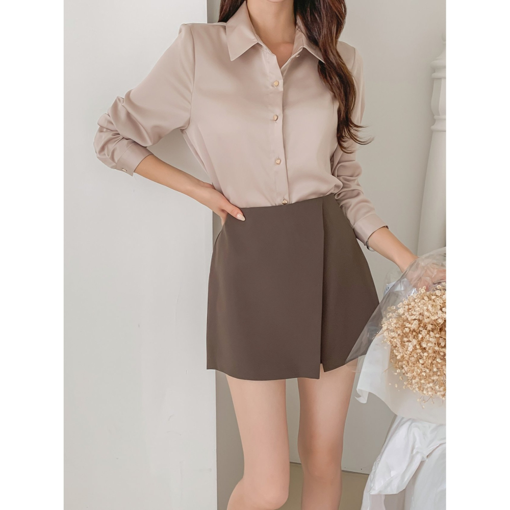 VENUSY｜ 韓國女裝｜高質感斜片褲裙 短裙 短褲-細節圖4