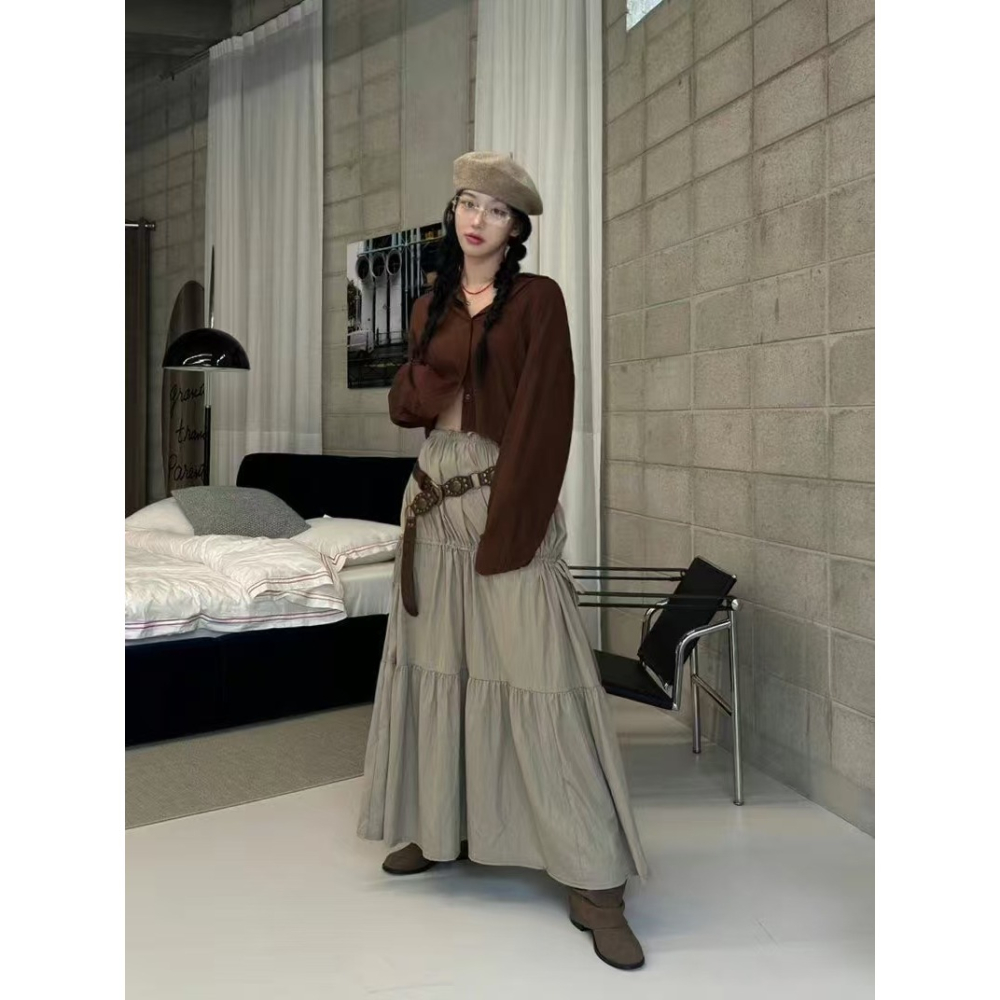 VENUSY｜ 韓國女裝｜長袖短版落肩袖身襯衫 韓國襯衫-細節圖6