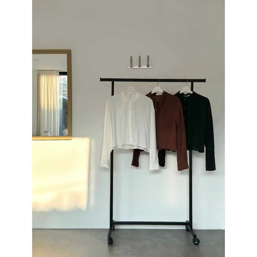 VENUSY｜ 韓國女裝｜長袖短版落肩袖身襯衫 韓國襯衫-細節圖9