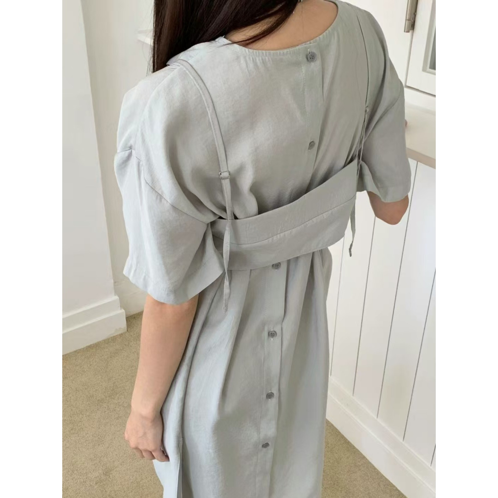 VENUSY｜ 韓國女裝｜霧霾繫帶短背心 分層抹胸 疊搭-細節圖5