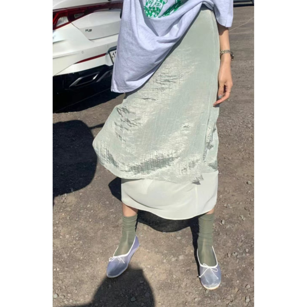 VENUSY｜ 韓國女裝｜雪紡疊層長裙-細節圖5