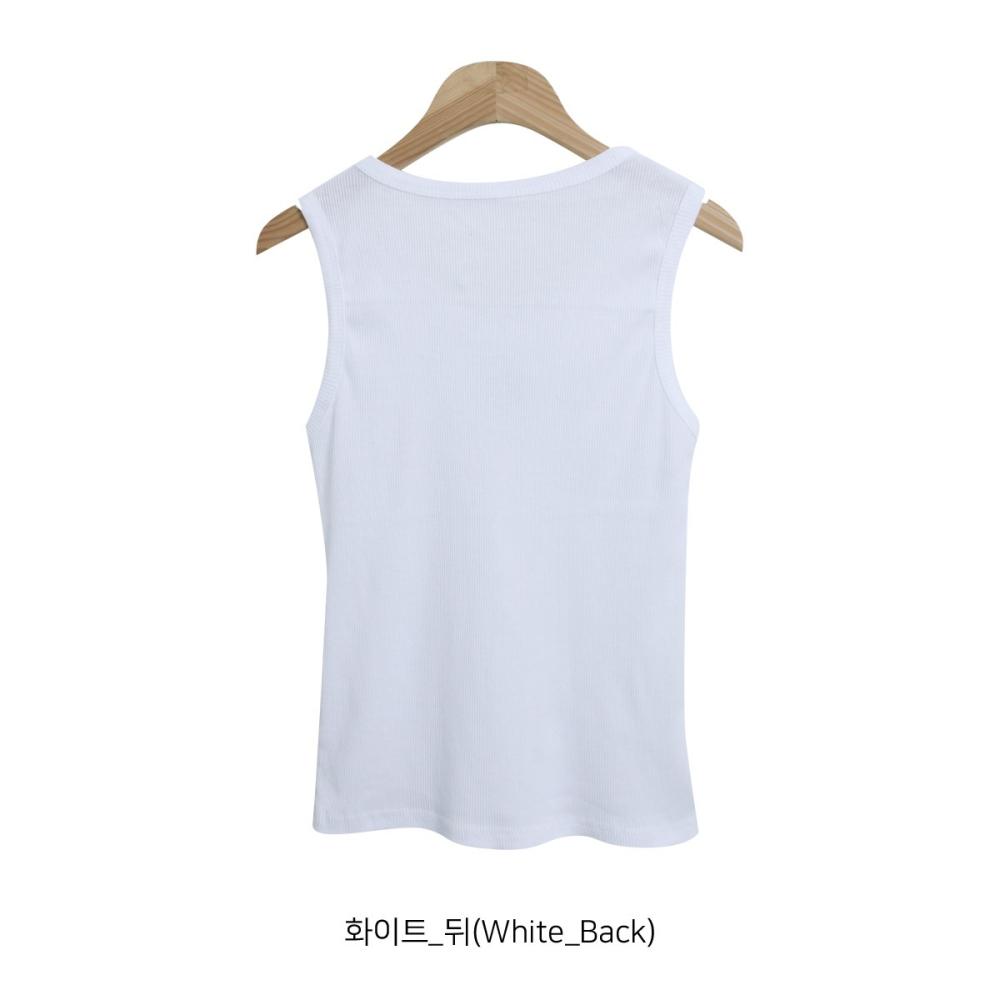 VENUSY｜ 韓國女裝｜純棉刺繡羅紋背心-細節圖9