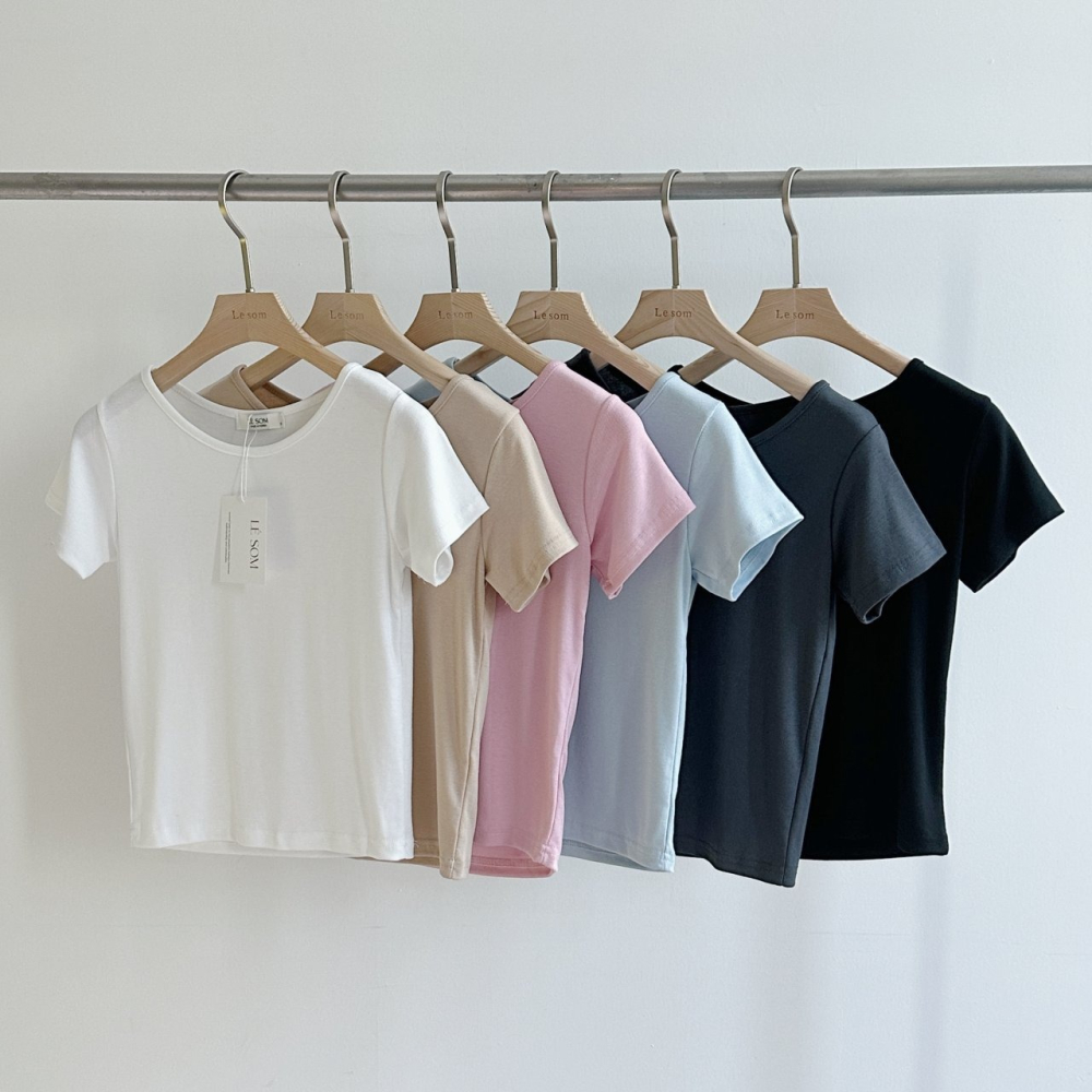 VENUSY｜ 韓國女裝｜圓領純色修身T恤 韓國T恤-細節圖8