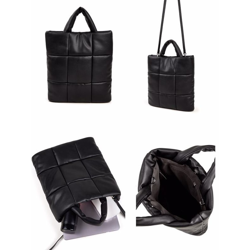 VENUSY｜ 韓國女裝｜方形絎縫手提包 正方格斜背包-細節圖10