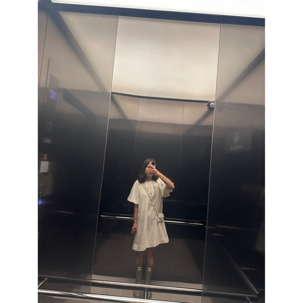 VENUSY｜ 韓國女裝｜亞麻尼龍南瓜袖洋裝 韓國洋裝-細節圖5