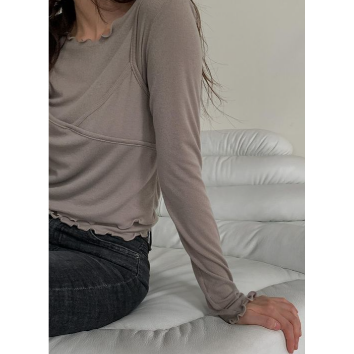 VENUSY｜ 韓國女裝｜質感吊帶疊搭上衣 假兩件疊搭上衣-細節圖8