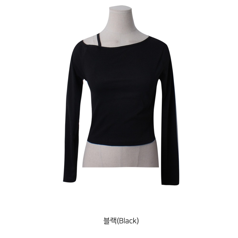 VENUSY｜ 4色☻ 韓國女裝｜純色露肩剪裁T恤 韓國T恤 綁繩長袖上衣-規格圖11