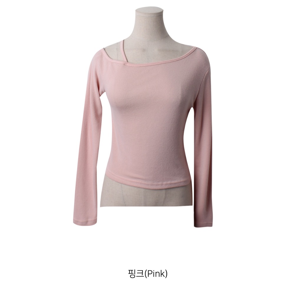 VENUSY｜ 4色☻ 韓國女裝｜純色露肩剪裁T恤 韓國T恤 綁繩長袖上衣-規格圖11