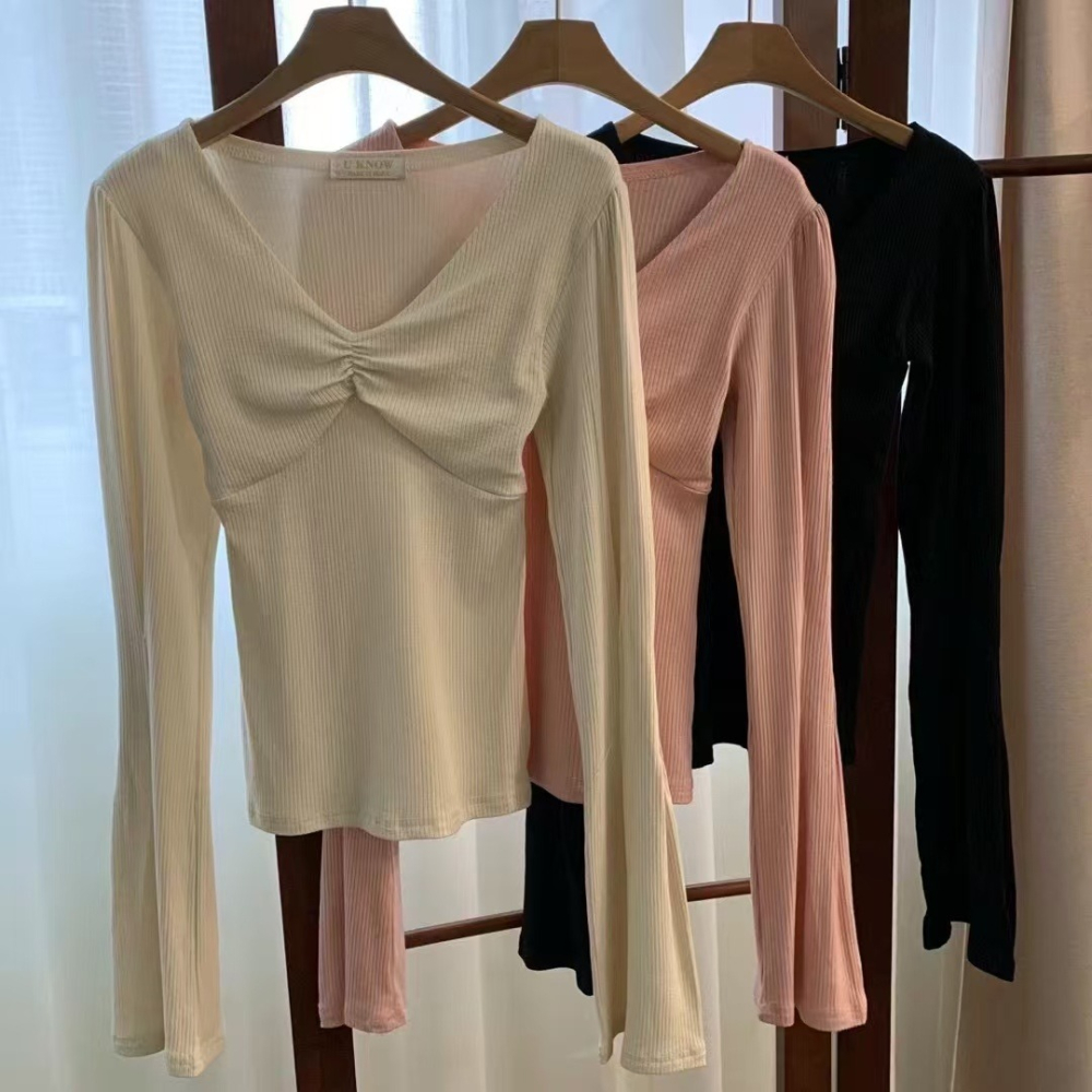 VENUSY｜ 韓國女裝｜性感抽褶泡泡袖上衣-細節圖9