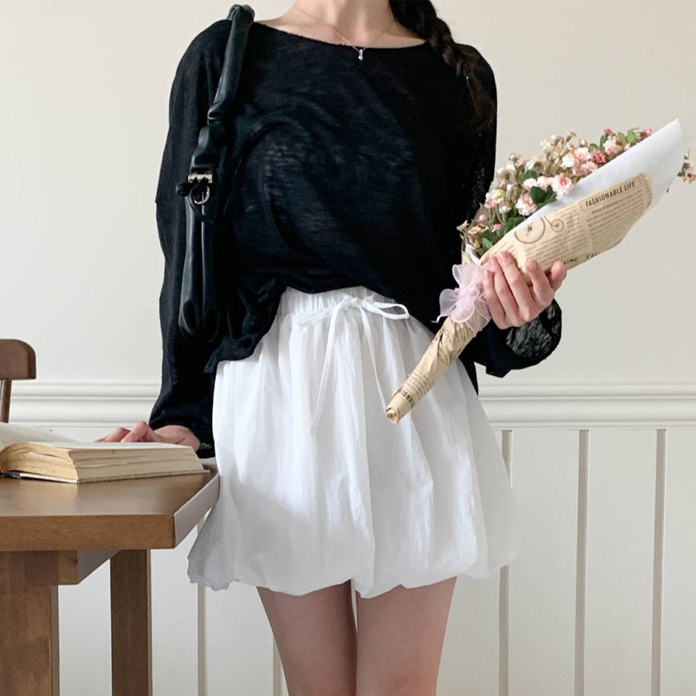 VENUSY｜ 韓國女裝｜寬鬆透視長袖T恤 韓國T恤 疊穿內搭-細節圖8