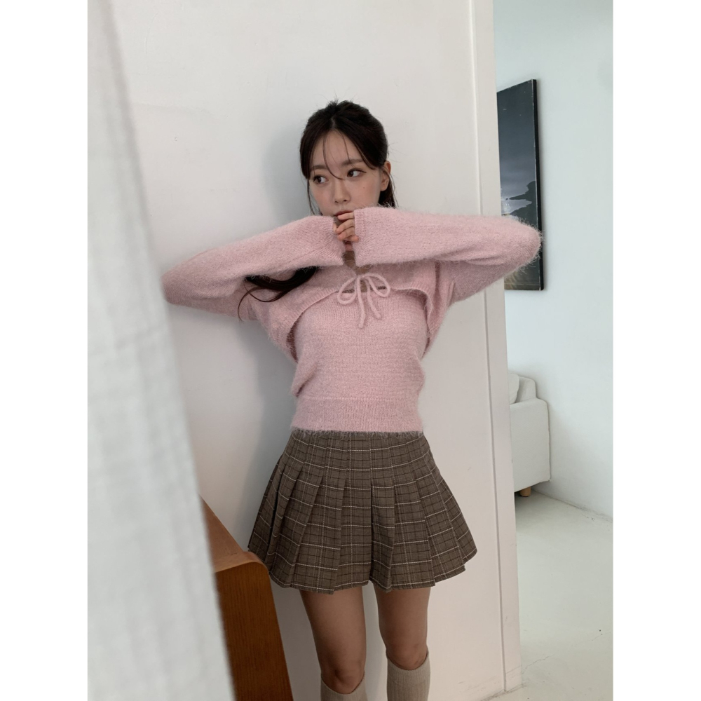 VENUSY｜ 6色☻韓國女裝｜針織綁繩小外套-細節圖3