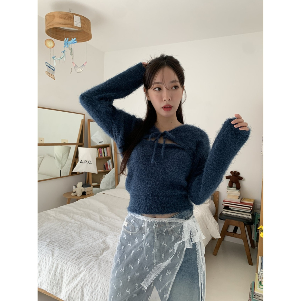 VENUSY｜ 6色☻韓國女裝｜針織綁繩小外套-細節圖6