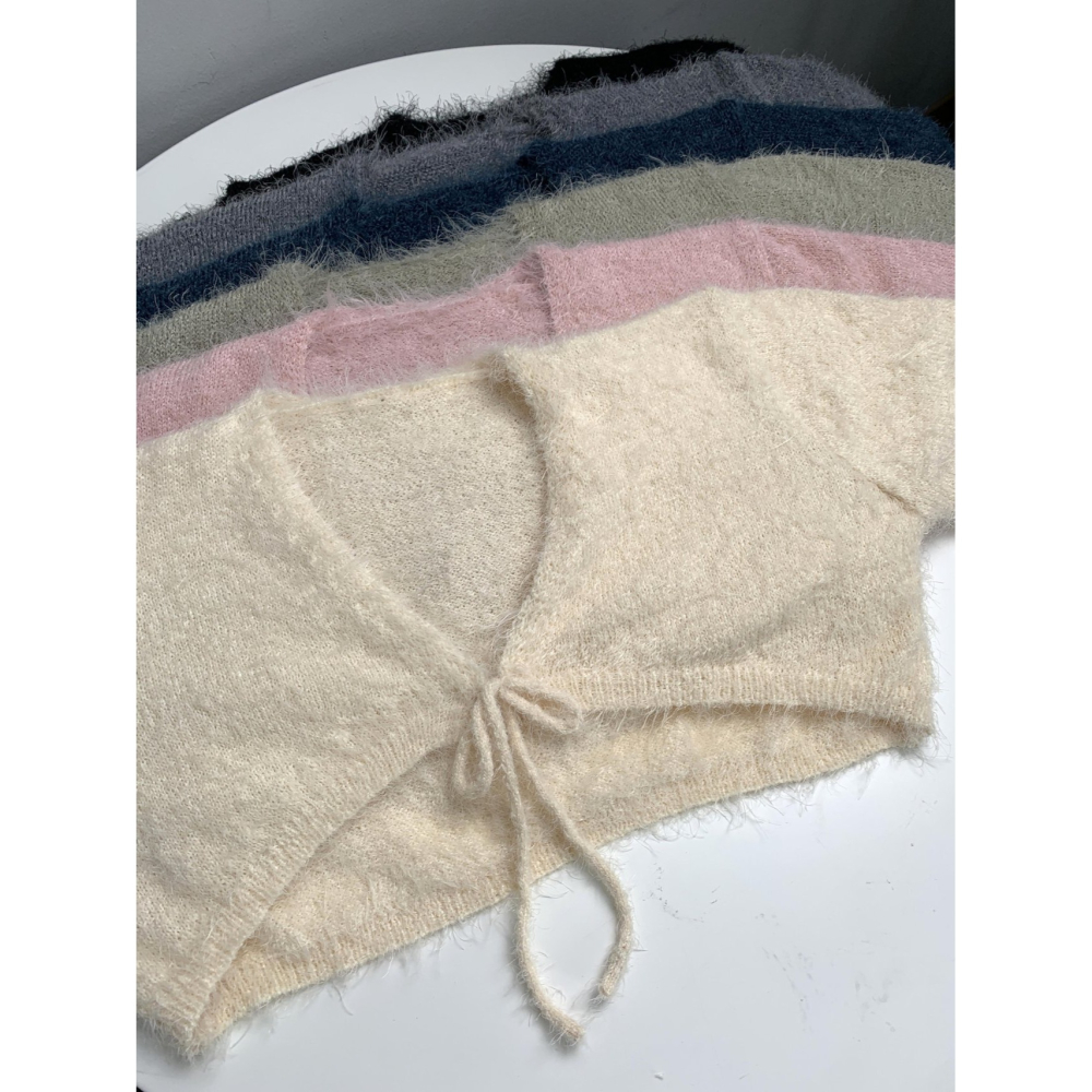 VENUSY｜ 6色☻韓國女裝｜針織綁繩小外套-細節圖7