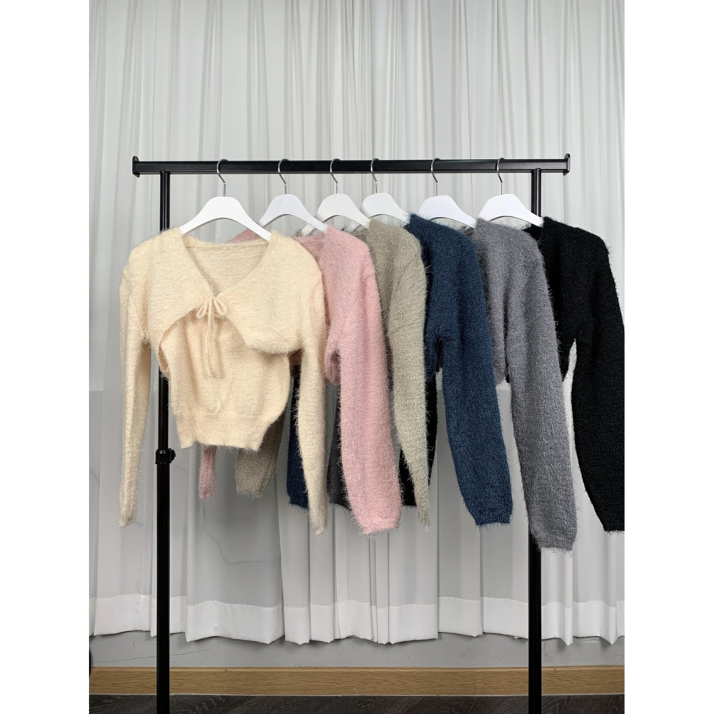 VENUSY｜ 6色☻韓國女裝｜針織綁繩小外套-細節圖8