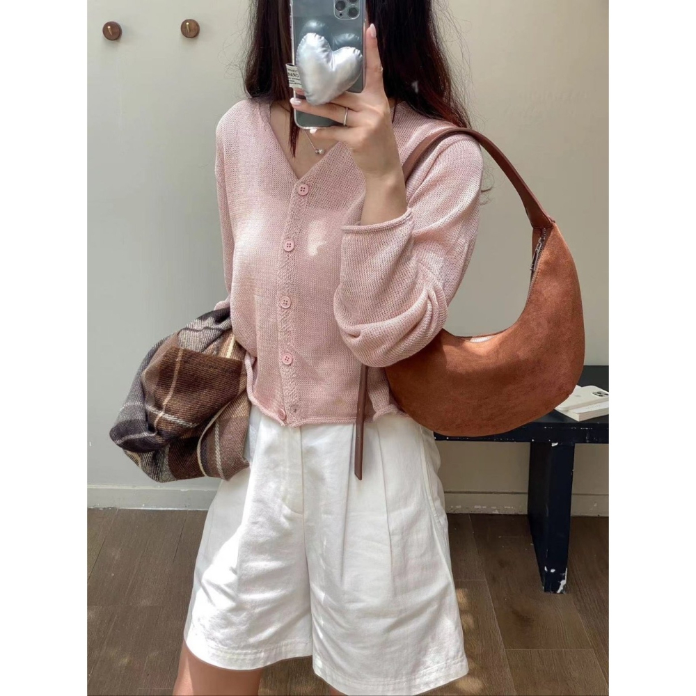 VENUSY｜ 休閒優雅☻ 韓國女裝｜半月形麂皮單肩包-細節圖3