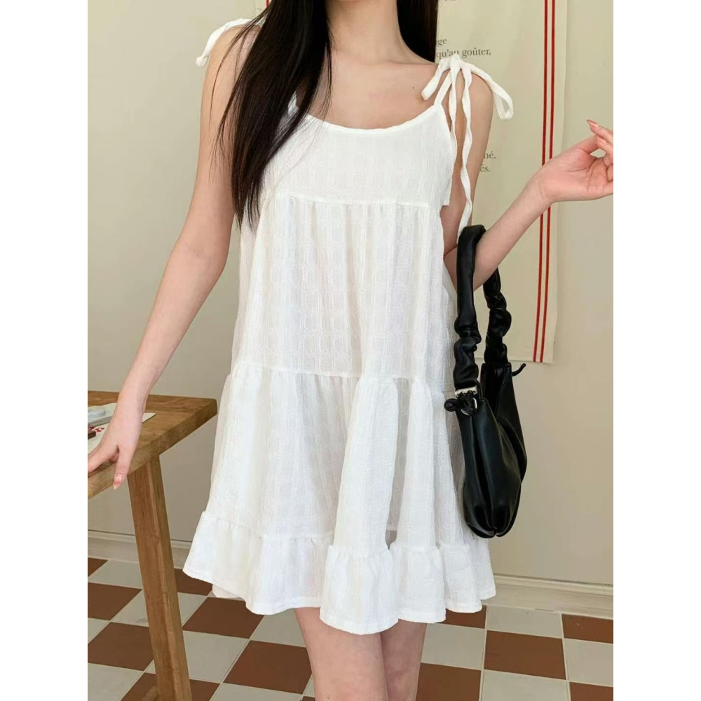 VENUSY｜ 清純仙女風☻ 韓國女裝｜雪紡無袖短洋裝 韓國洋裝 輕盈蛋糕裙-細節圖2