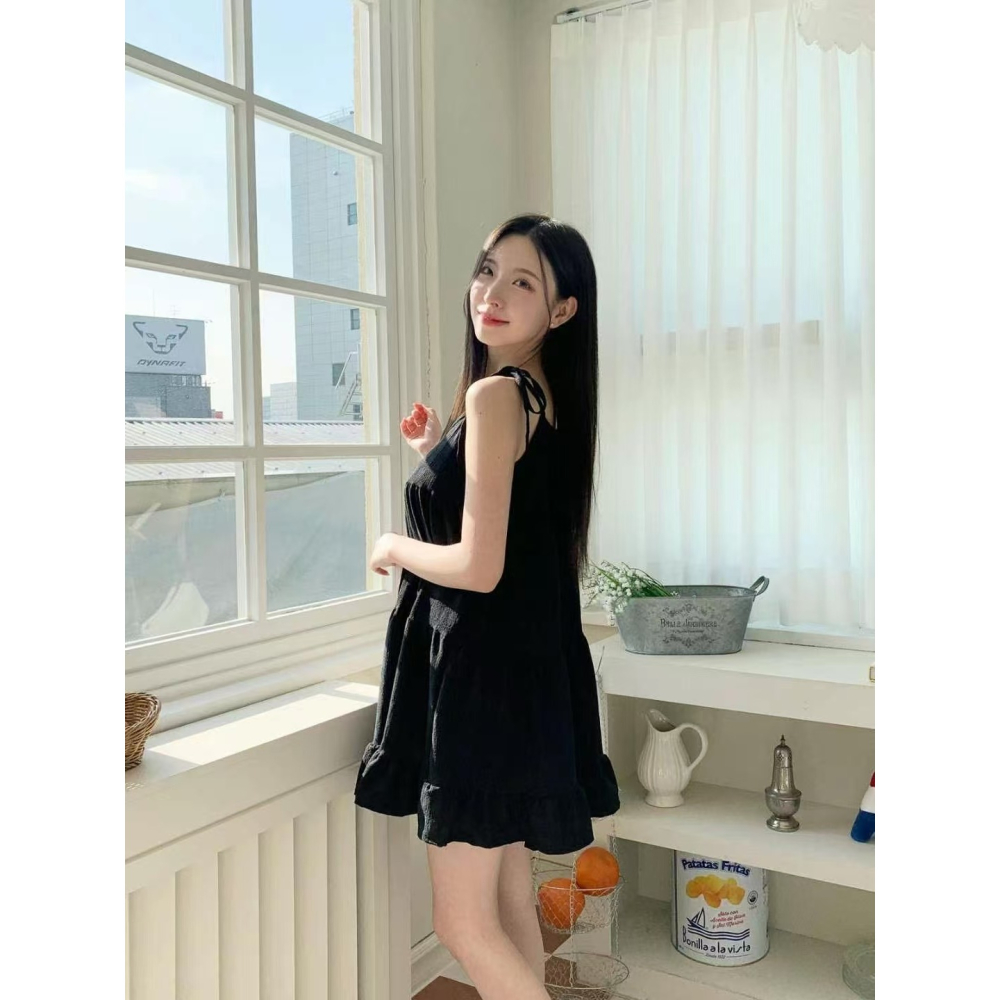 VENUSY｜ 清純仙女風☻ 韓國女裝｜雪紡無袖短洋裝 韓國洋裝 輕盈蛋糕裙-細節圖6
