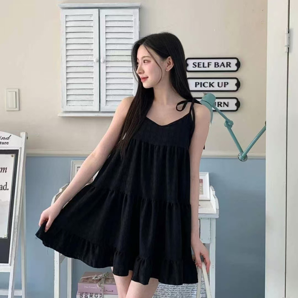 VENUSY｜ 清純仙女風☻ 韓國女裝｜雪紡無袖短洋裝 韓國洋裝 輕盈蛋糕裙-細節圖7