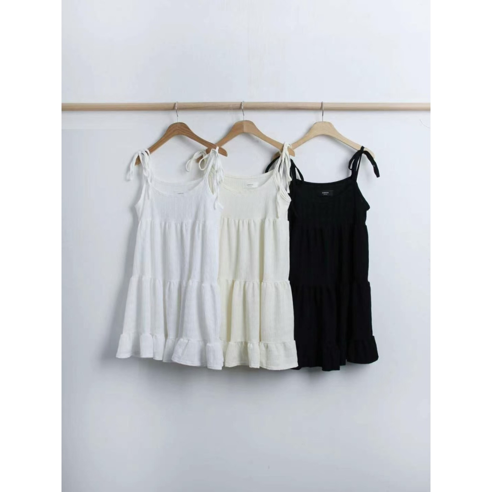 VENUSY｜ 清純仙女風☻ 韓國女裝｜雪紡無袖短洋裝 韓國洋裝 輕盈蛋糕裙-細節圖9