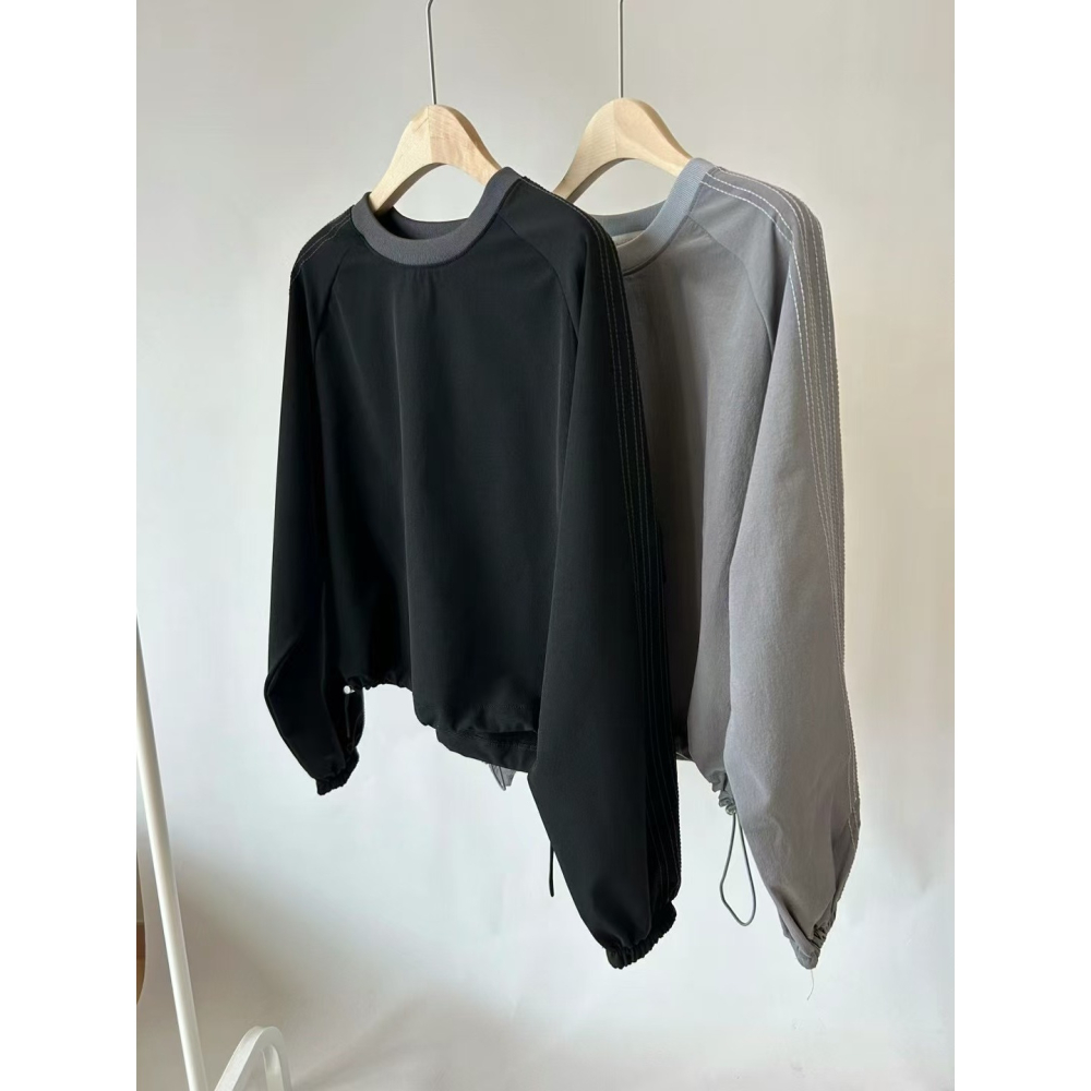 VENUSY｜ 韓國女裝｜尼龍休閒套裝 街舞 長袖寬鬆上衣 拉繩長褲-細節圖8