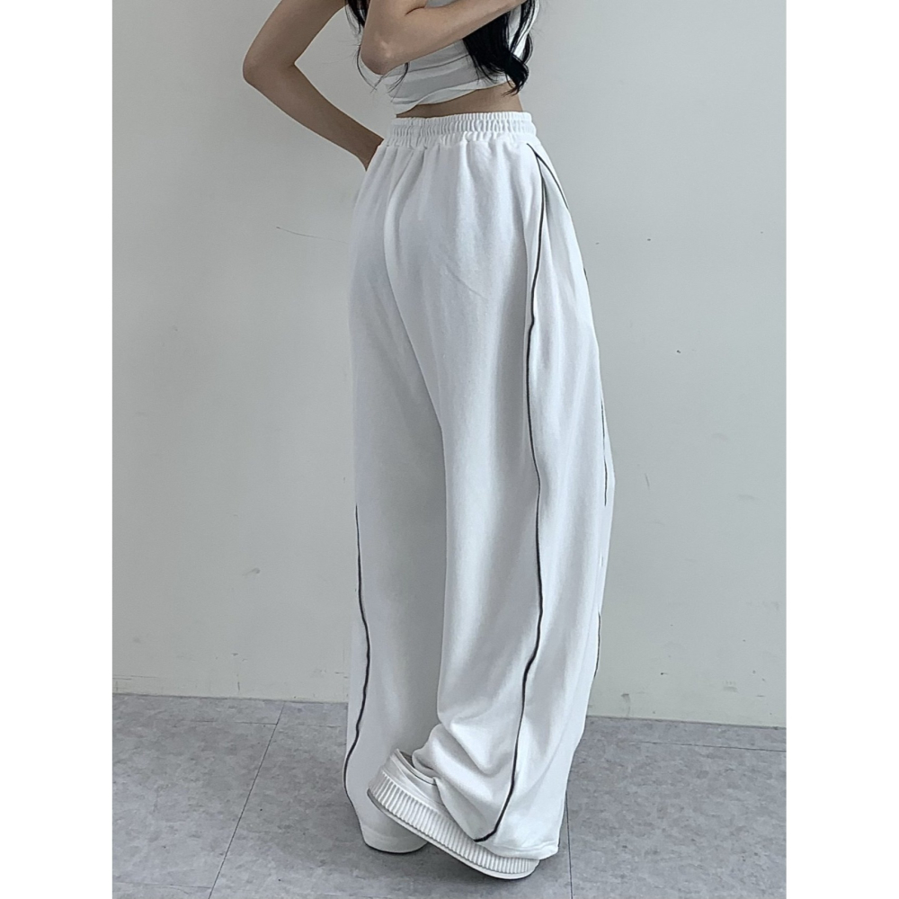 VENUSY｜ 韓國女裝｜純棉線條寬鬆運動長褲 跳舞神褲-細節圖3