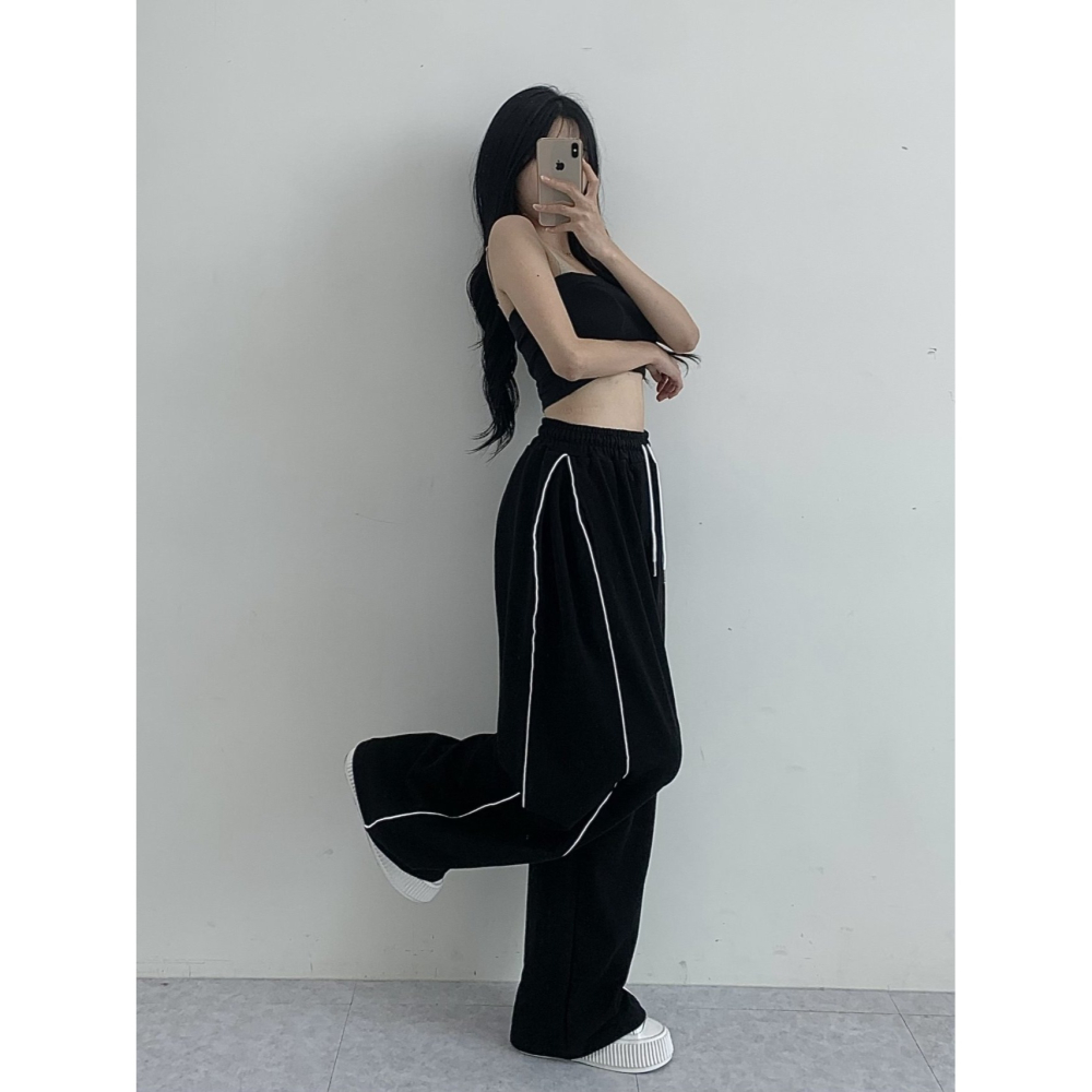 VENUSY｜ 韓國女裝｜純棉線條寬鬆運動長褲 跳舞神褲-細節圖8