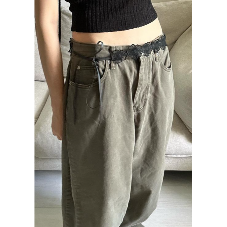 VENUSY｜ 極酷甜美風☻ 韓國女裝｜皮革蕾絲花朵腰帶 皮帶-細節圖5