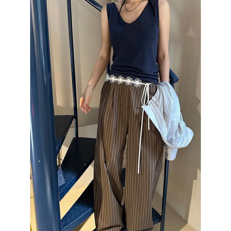 VENUSY｜ 極酷甜美風☻ 韓國女裝｜皮革蕾絲花朵腰帶 皮帶-細節圖7