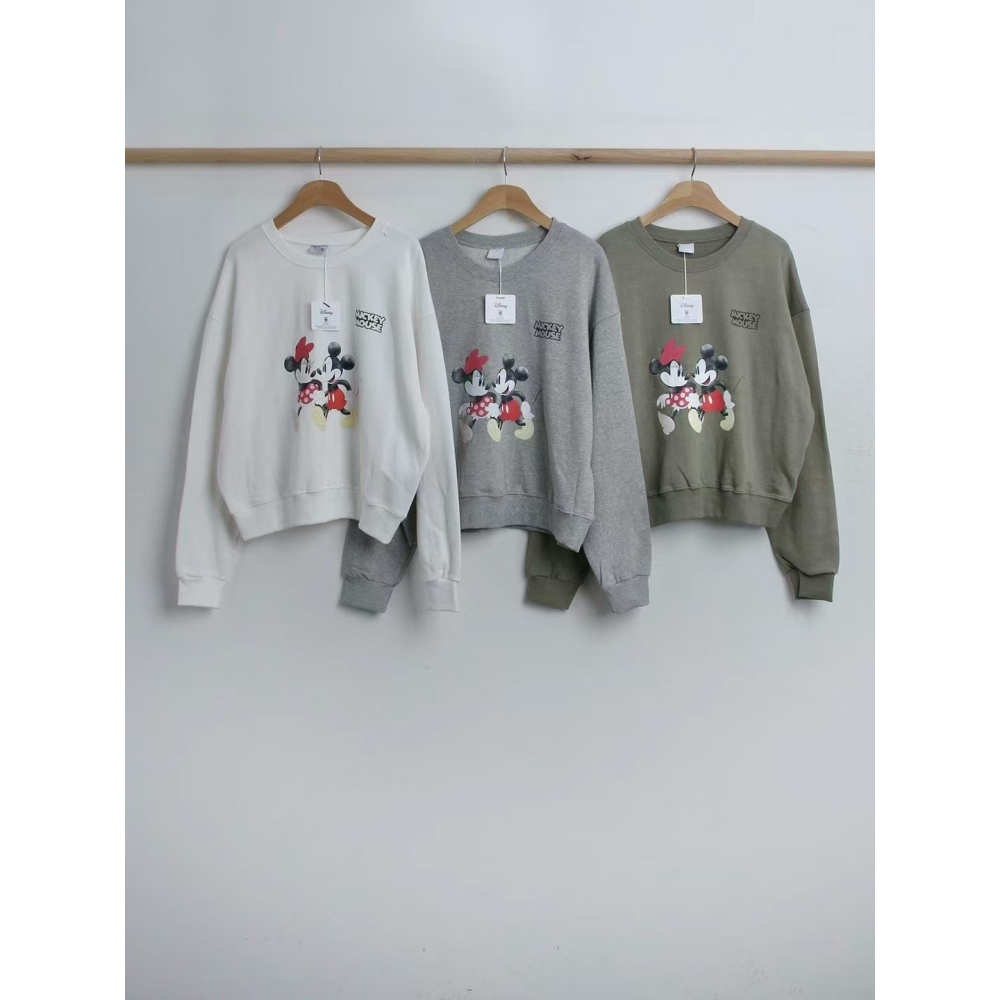 VENUSY｜ Disney正版✔ 韓國女裝｜純棉行走的米奇大學T 水洗棉-細節圖9