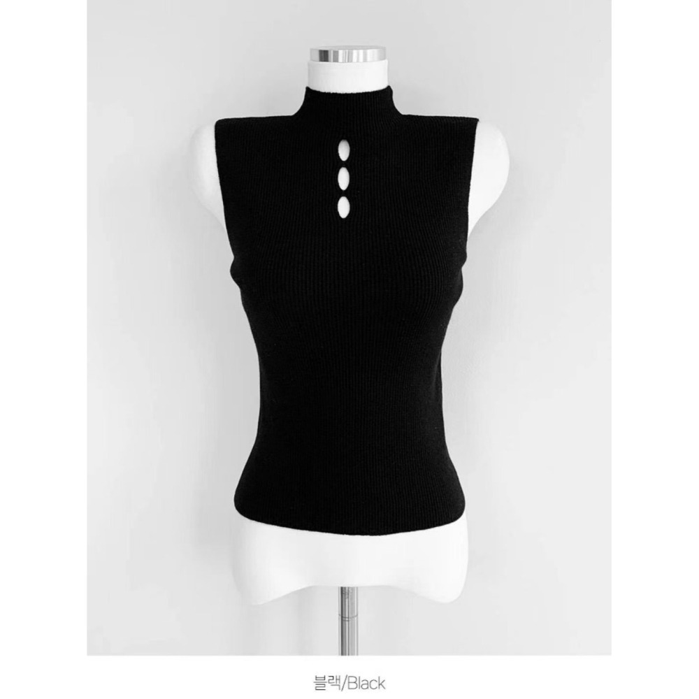 [現貨🇹🇼] VENUSY｜ 韓國女裝｜無袖洞洞修身上衣-細節圖7