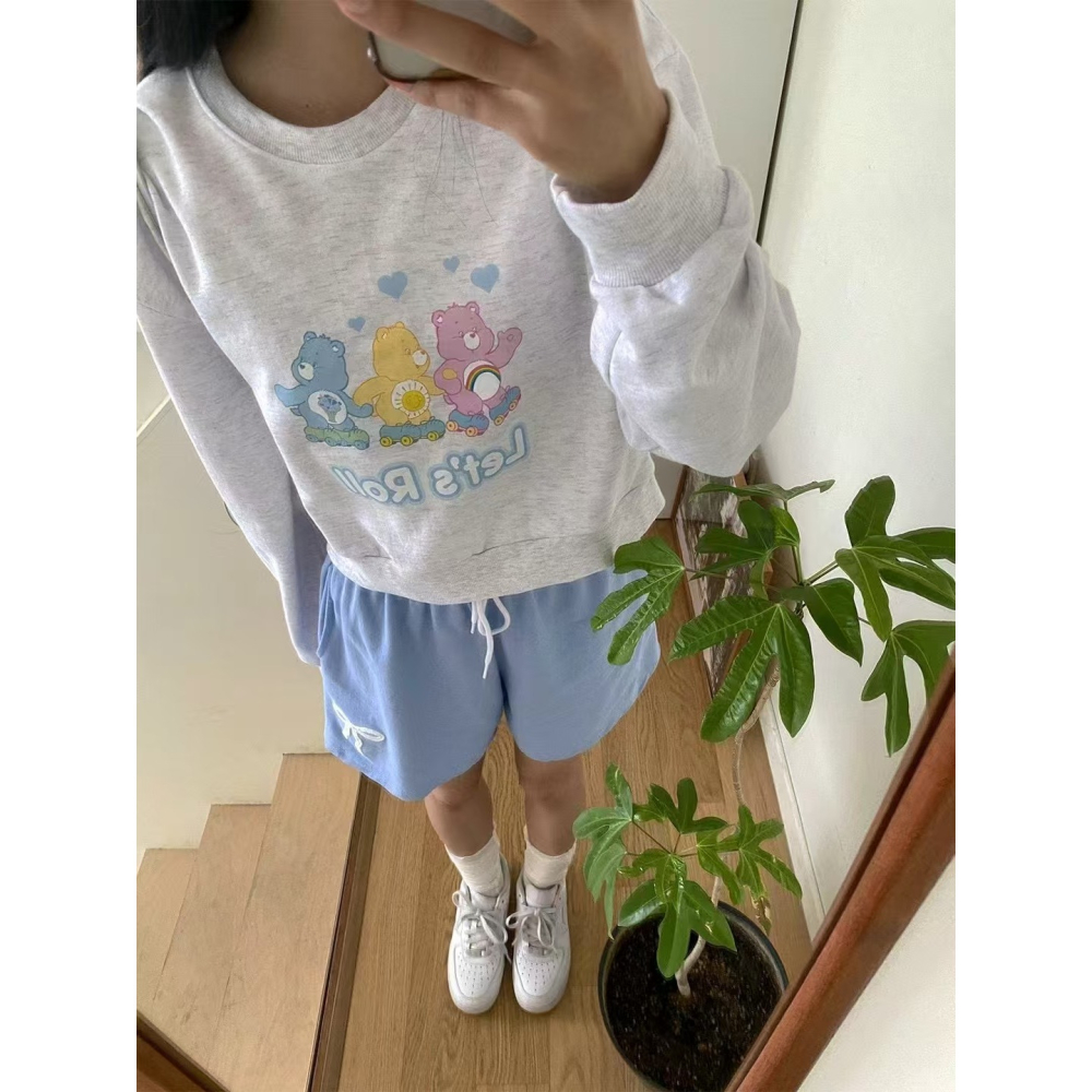 VENUSY｜超夯✔  韓國女裝｜純棉彩虹熊carebares大學T-細節圖2
