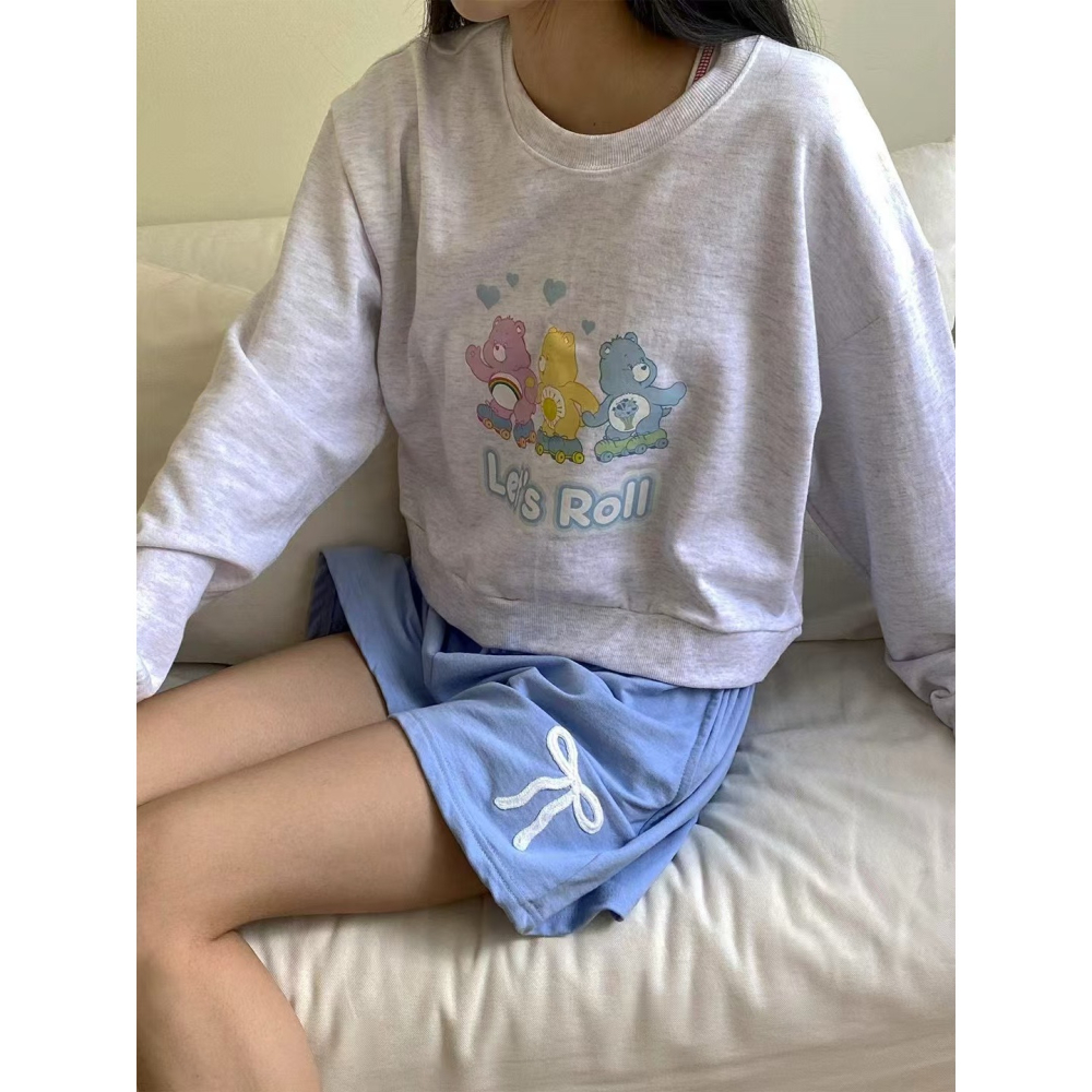 VENUSY｜超夯✔  韓國女裝｜純棉彩虹熊carebares大學T-細節圖4