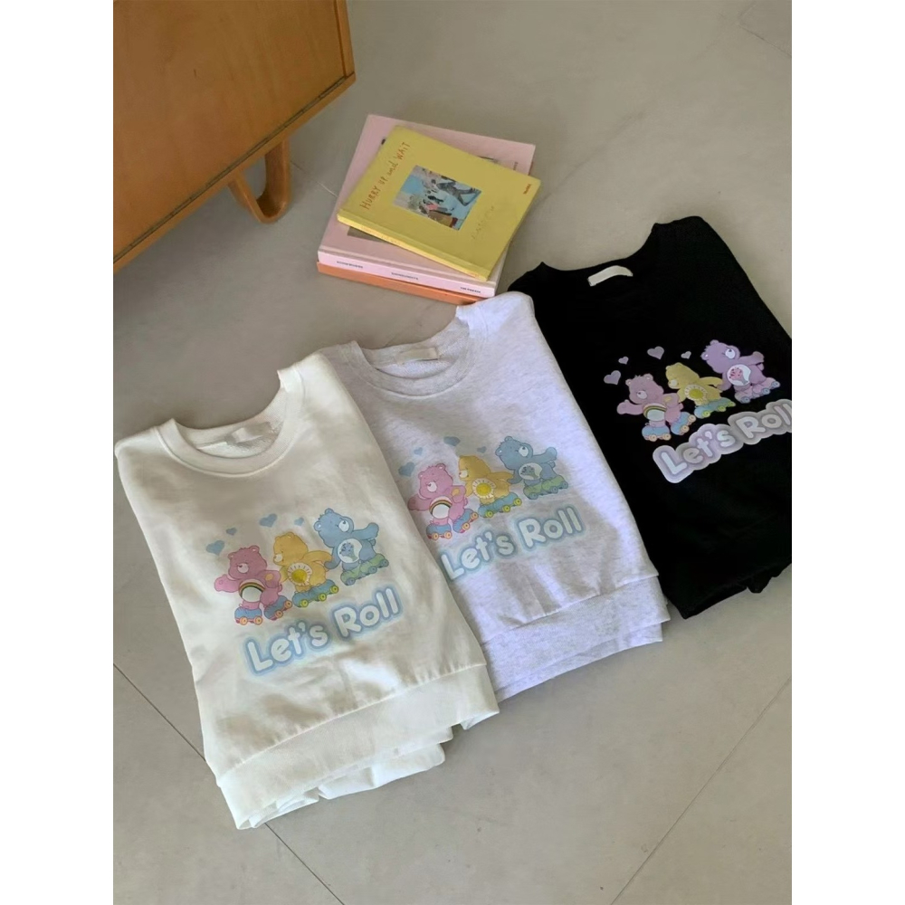 VENUSY｜超夯✔  韓國女裝｜純棉彩虹熊carebares大學T-細節圖7