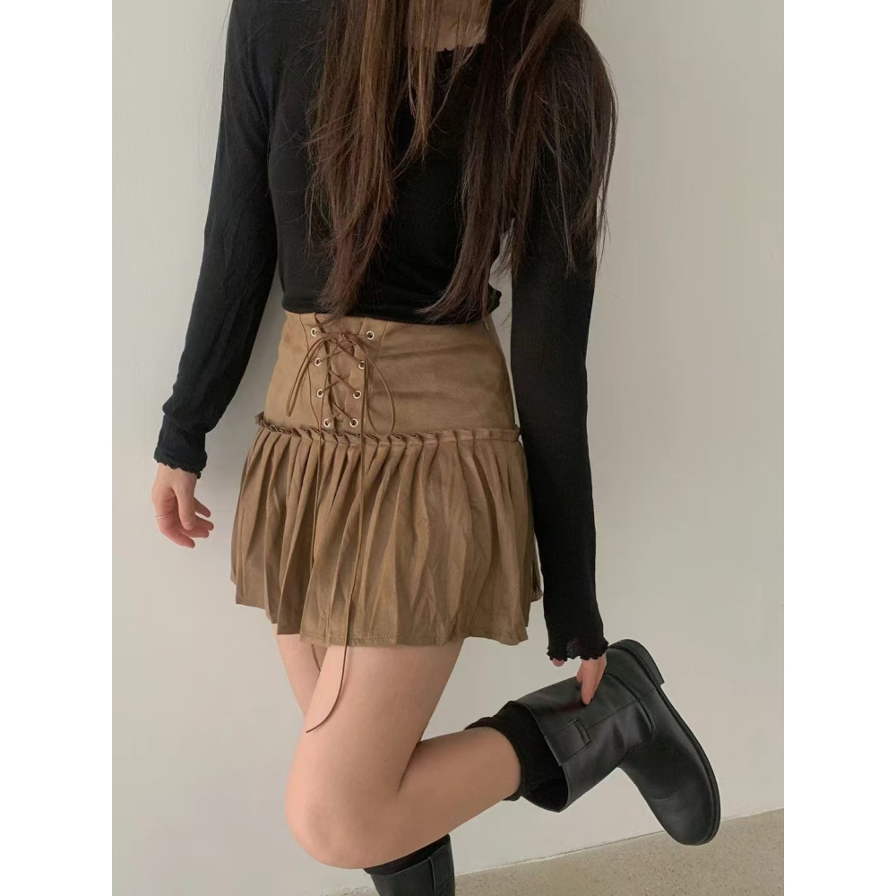 VENUSY｜ 韓國女裝｜綁繩百褶裙 迷你裙-細節圖3