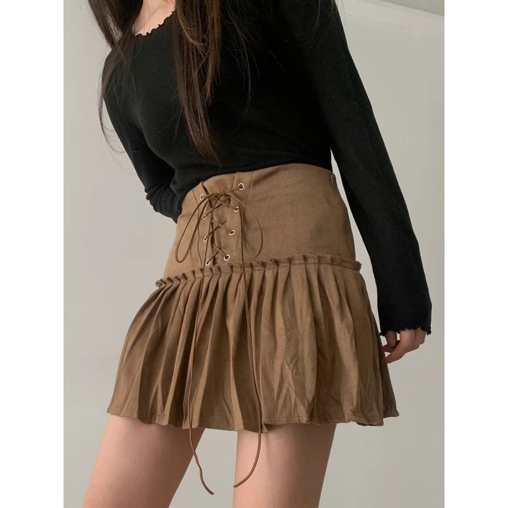 VENUSY｜ 韓國女裝｜綁繩百褶裙 迷你裙-細節圖4