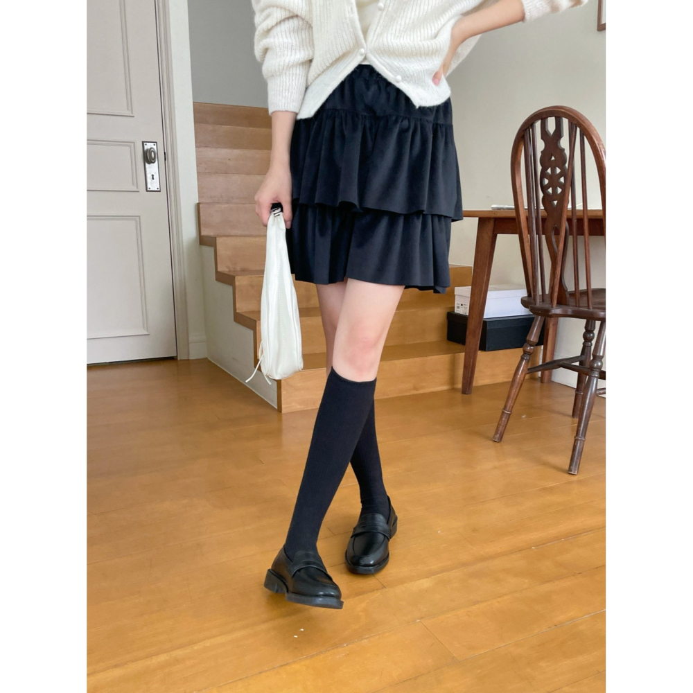 VENUSY｜ 甜美秋冬款☻ 韓國女裝｜天鵝絨質蛋糕裙 褲裙-細節圖4